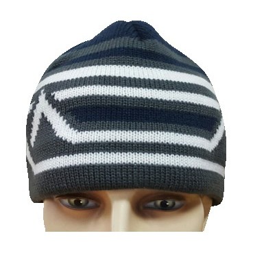 Knit Beanie Cap w/Stripe Design